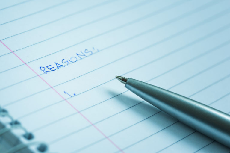 preparing a list of reasons