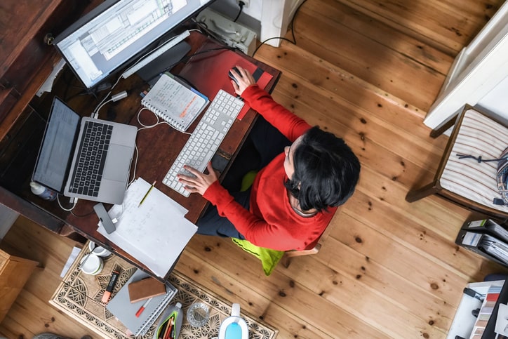 woman handling all franchise work from home
