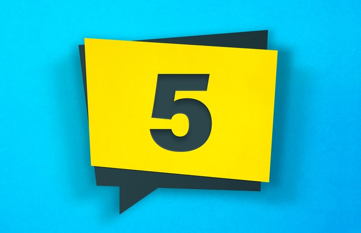 speech bubble with the number 5